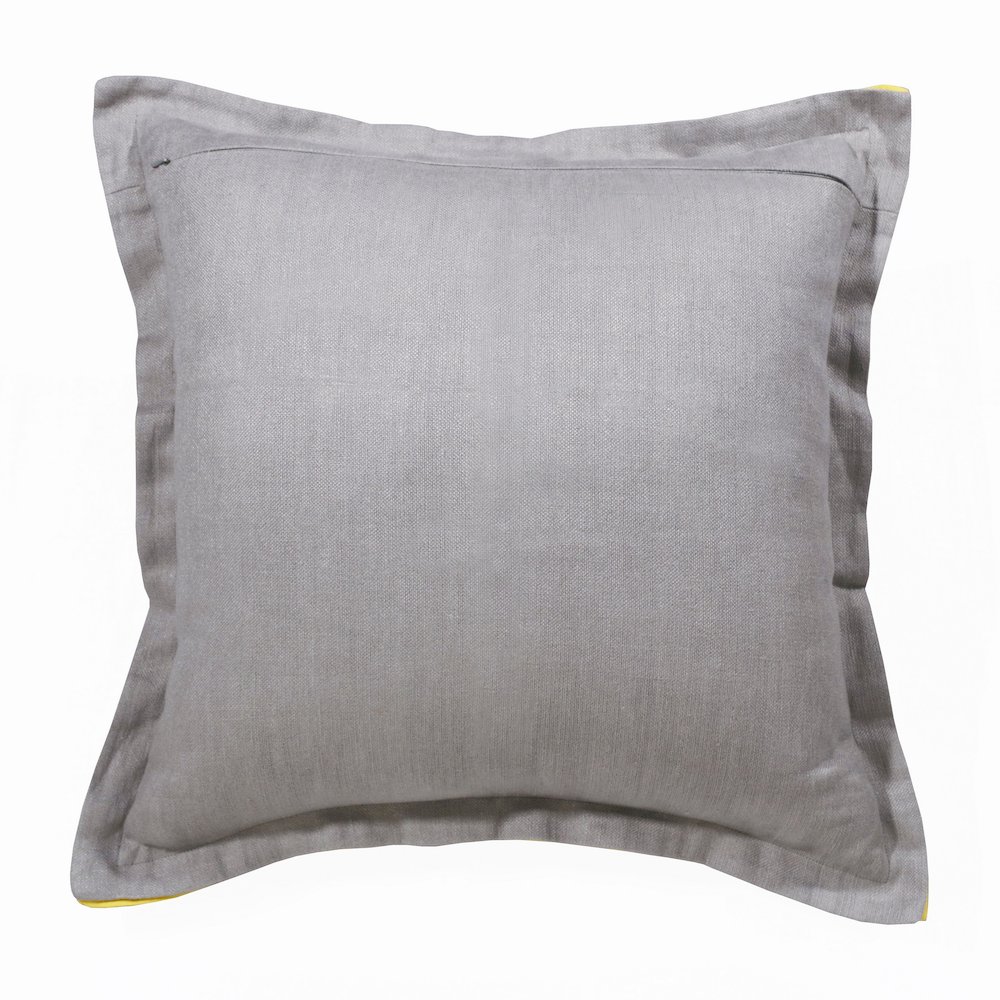 Estate Linen Poly Filled Pillow in Gray/Yellow, 20" x 20". Picture 5
