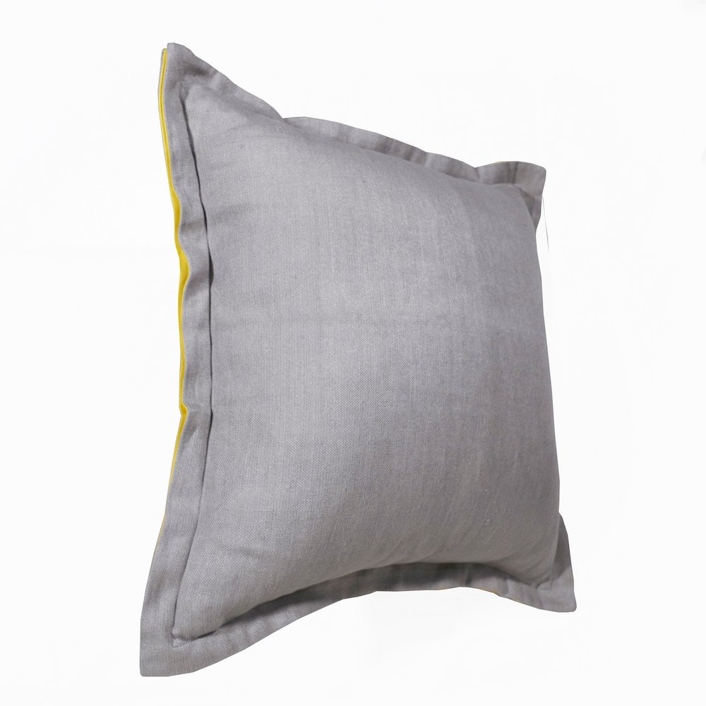 Estate Linen Poly Filled Pillow in Gray/Yellow, 20" x 20". Picture 2