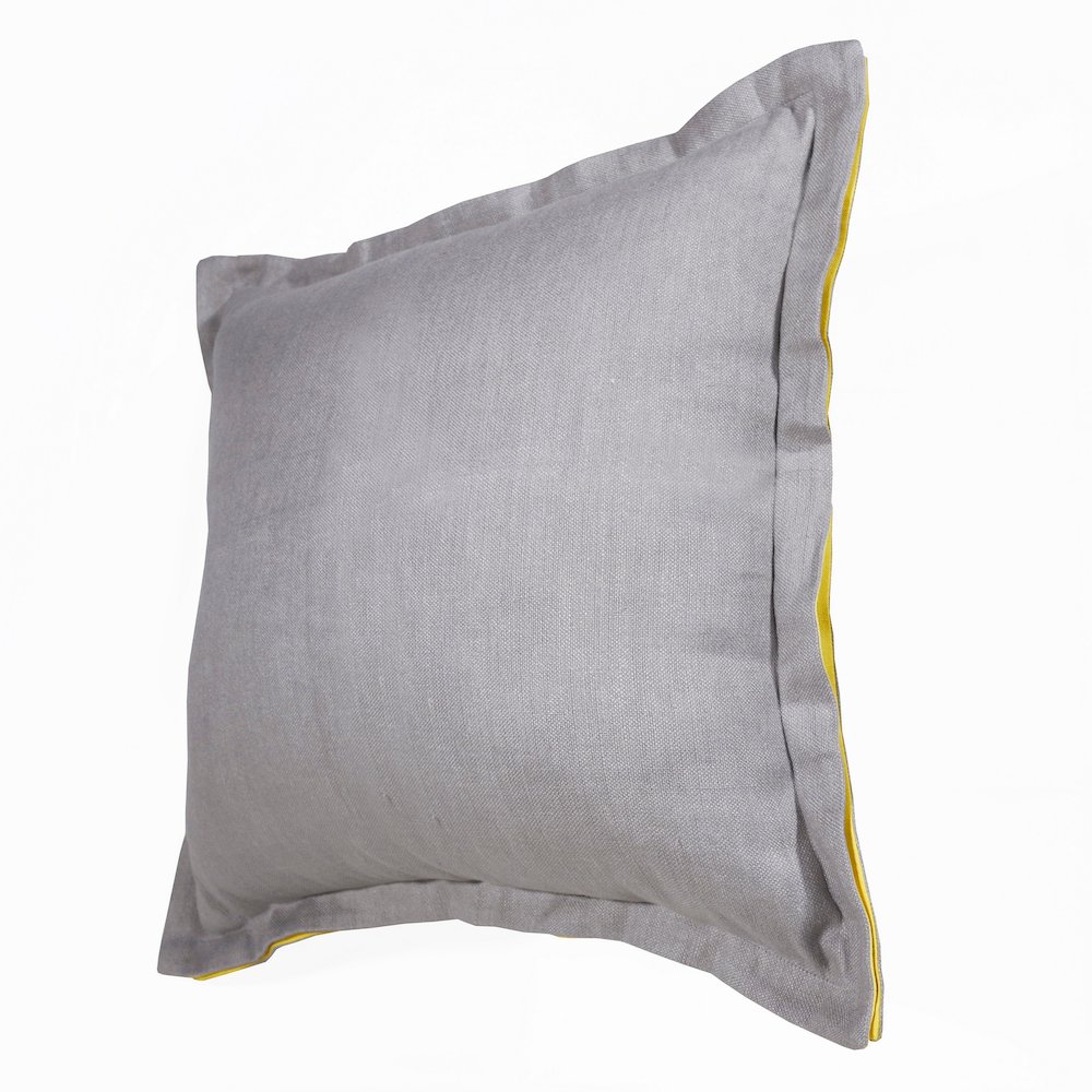 Estate Linen Poly Filled Pillow in Gray/Yellow, 20" x 20". Picture 7