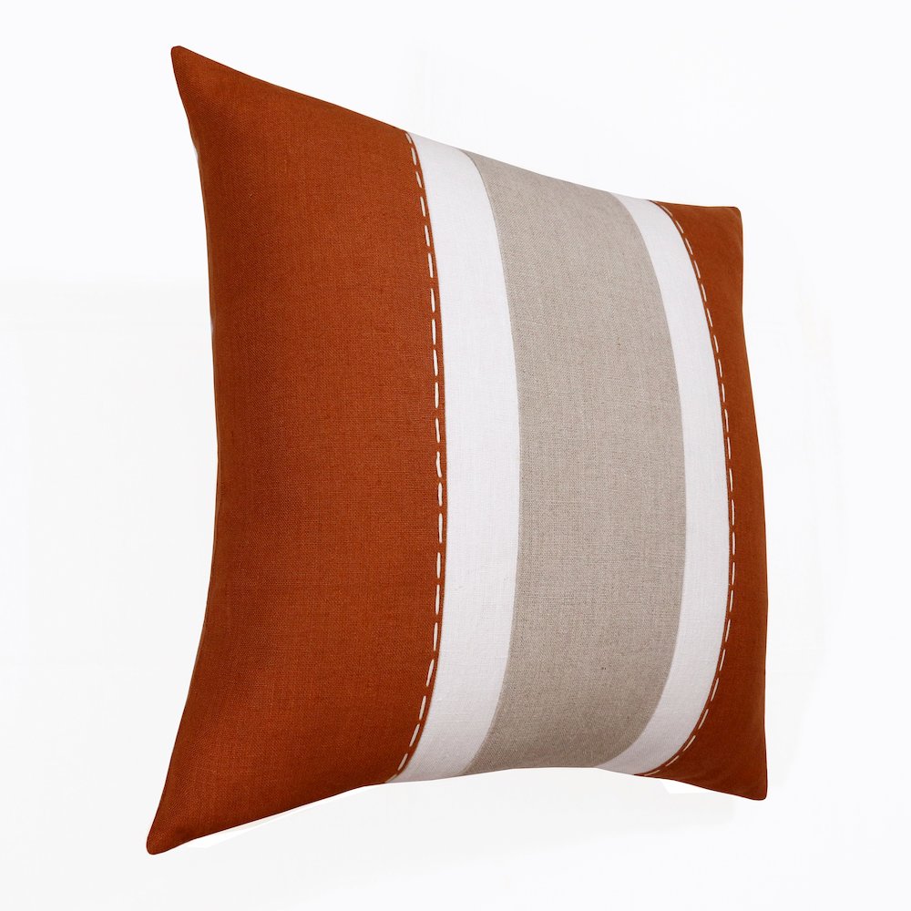 Estate Linen Poly Filled Pillow in Orange/Gray, 20" x 20". Picture 3