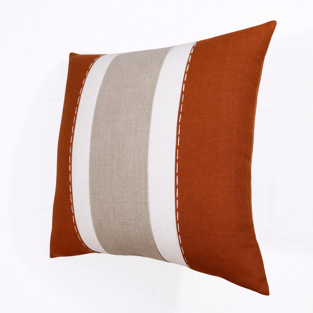 Estate Linen Poly Filled Pillow in Orange/Gray, 20" x 20". Picture 8