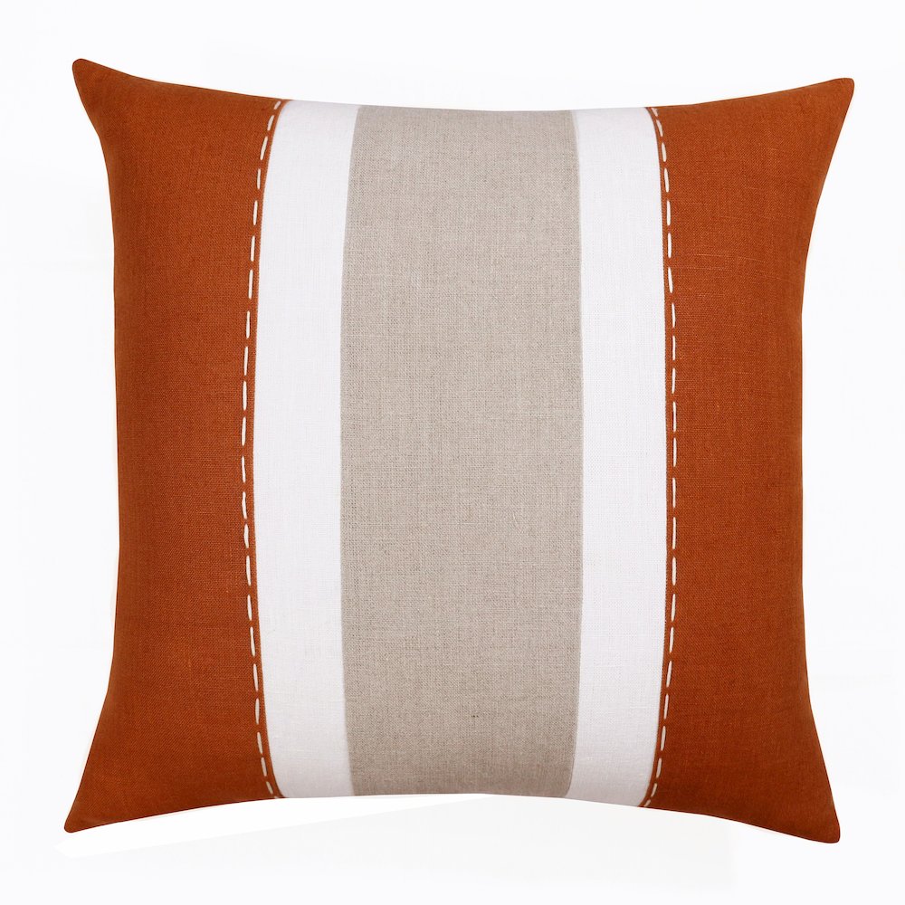 Estate Linen Poly Filled Pillow in Orange/Gray, 20" x 20". Picture 1