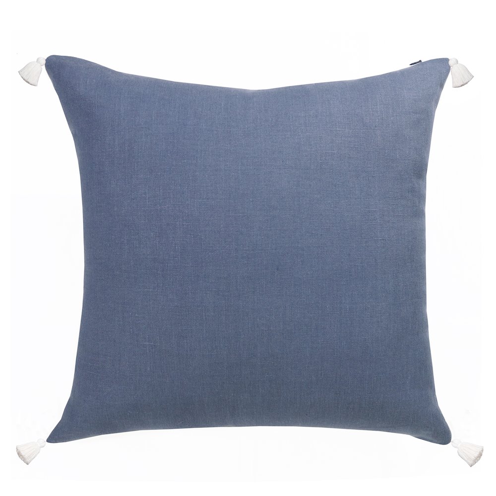 Estate Linen Poly Filled Pillow in Blue/Ivory, 20" x 20". Picture 6
