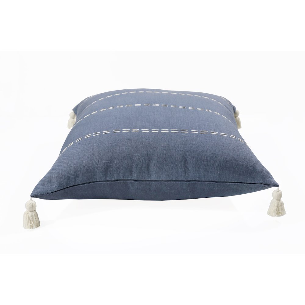Estate Linen Poly Filled Pillow in Blue/Ivory, 20" x 20". Picture 5