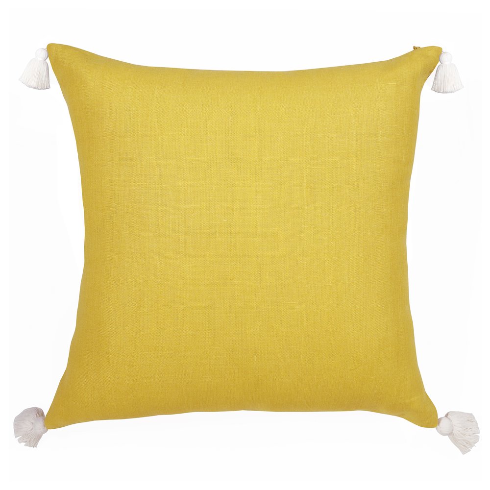 Estate Linen Poly Filled Pillow in Yellow/Ivory, 20" x 20". Picture 6