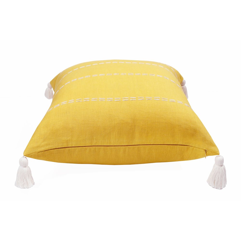Estate Linen Poly Filled Pillow in Yellow/Ivory, 20" x 20". Picture 5