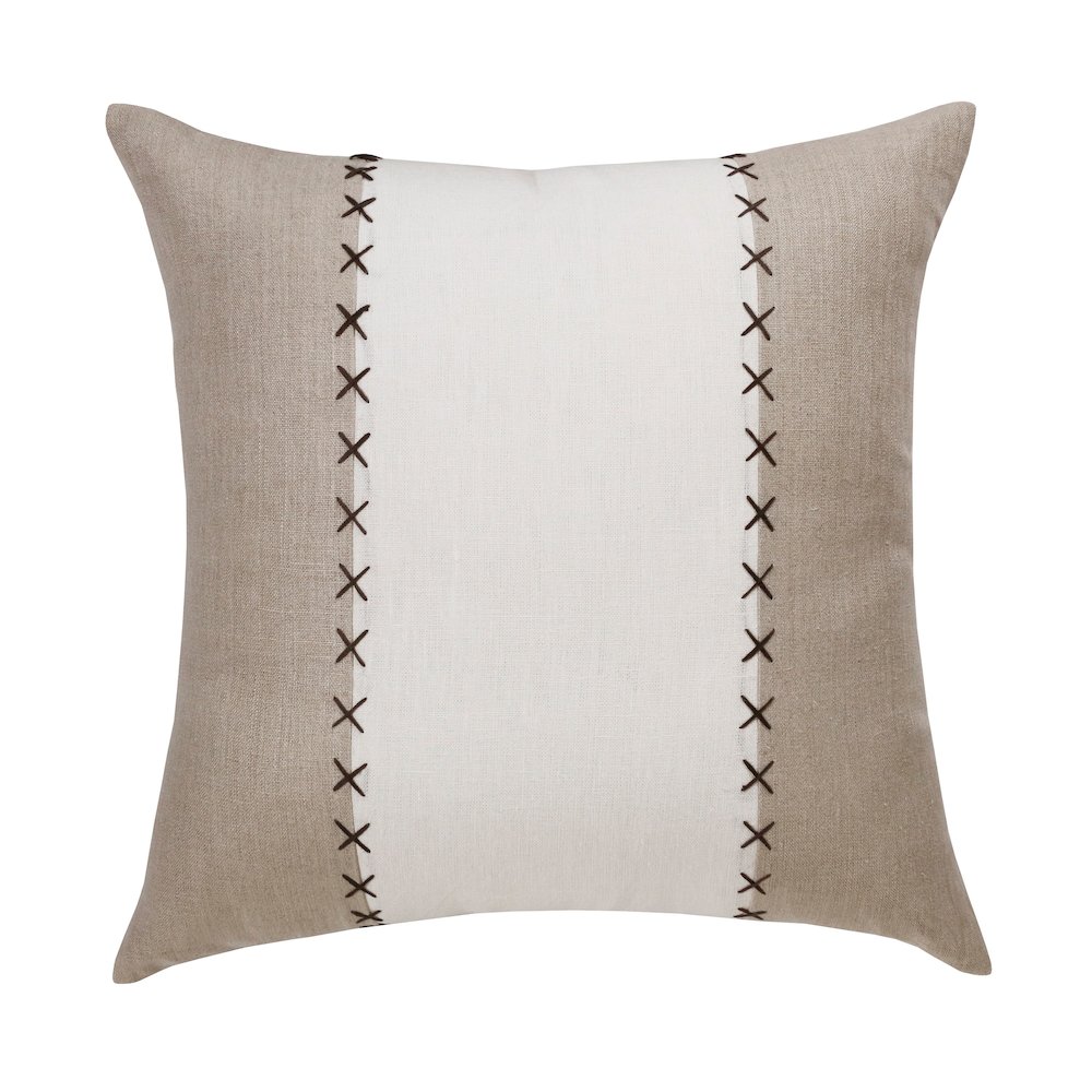 Estate Linen Poly Filled Pillow in Gray/Tan, 20" x 20". Picture 1