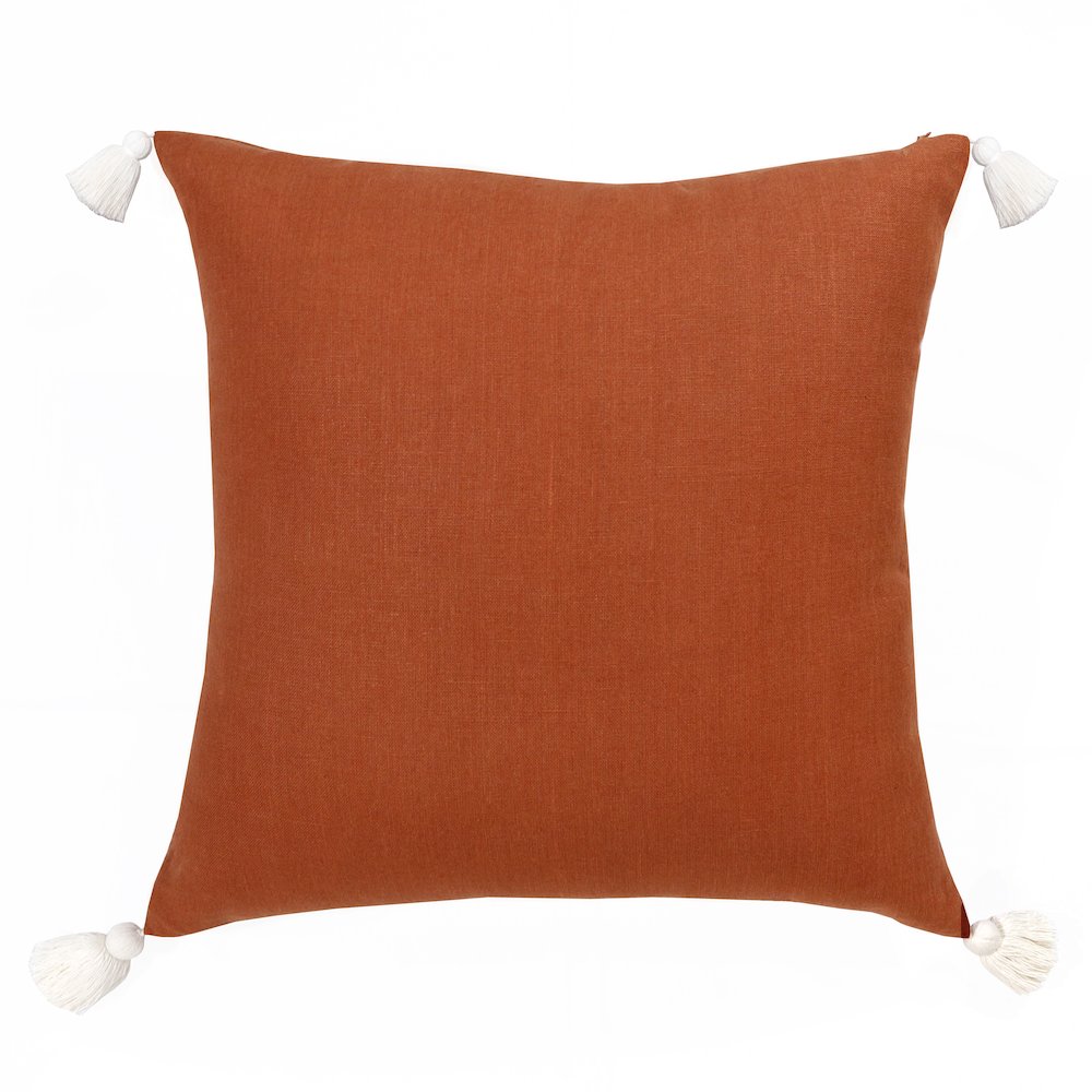 Estate Linen Poly Filled Pillow in Orange/Ivory, 20" x 20". Picture 6