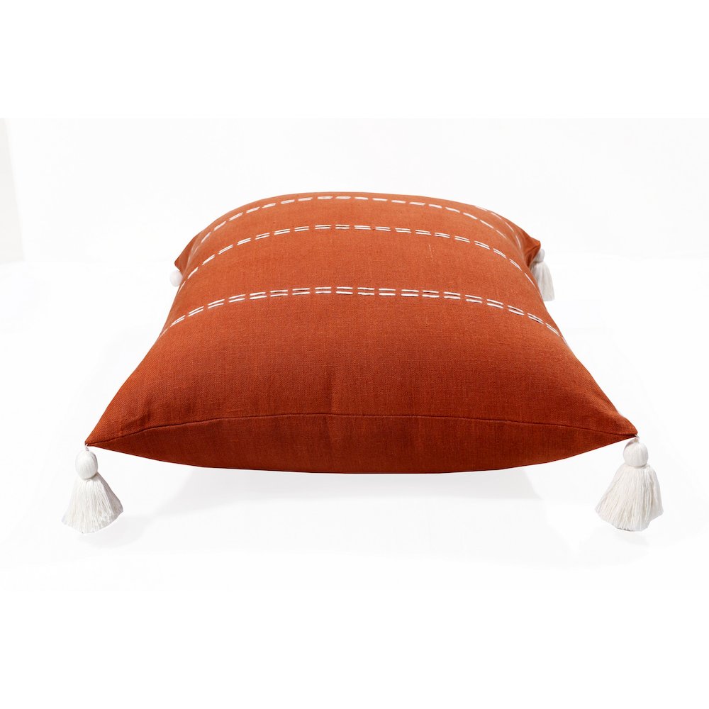 Estate Linen Poly Filled Pillow in Orange/Ivory, 20" x 20". Picture 5