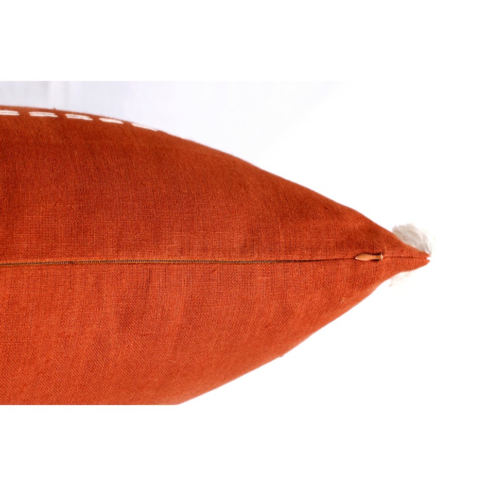 Estate Linen Poly Filled Pillow in Orange/Ivory, 20" x 20". Picture 4