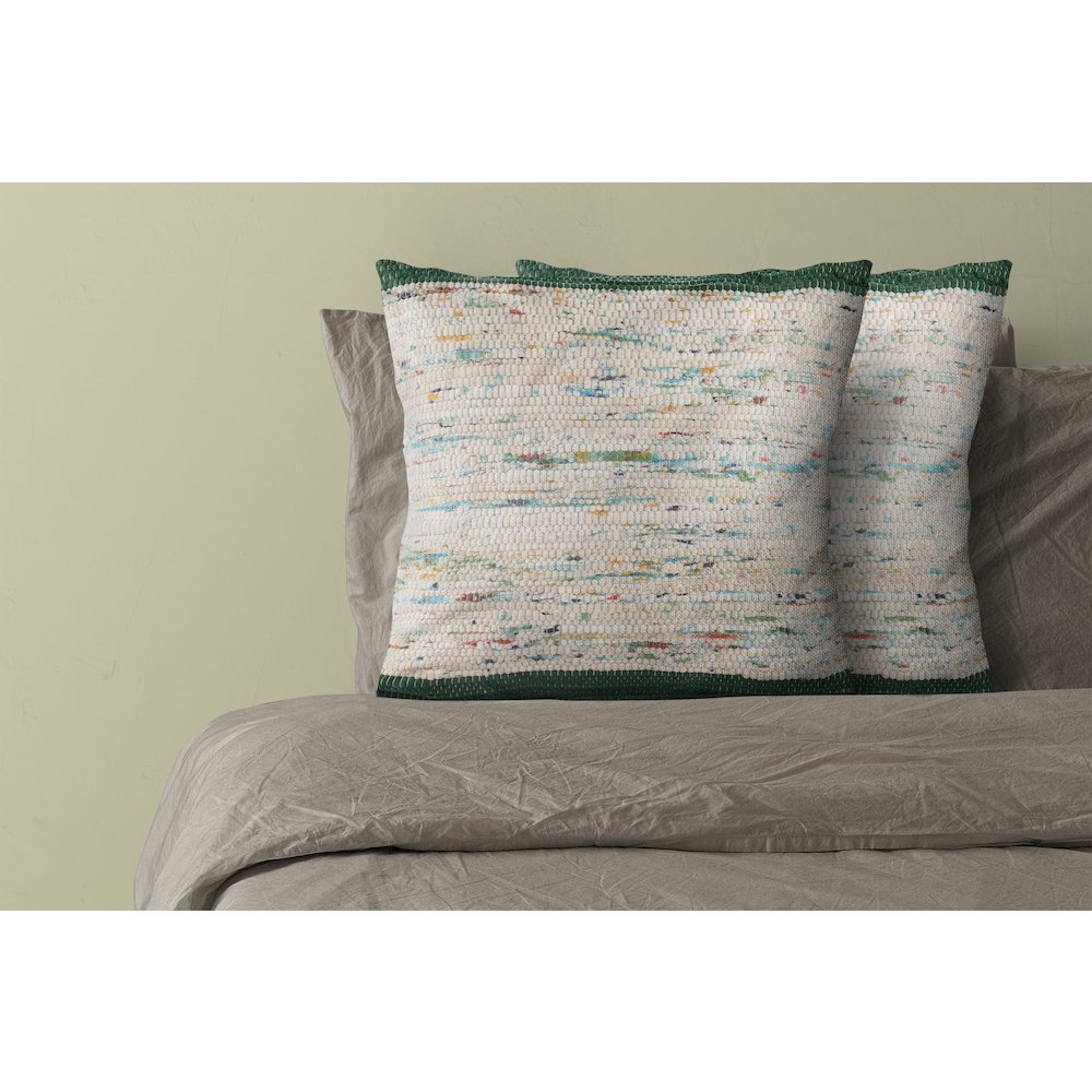Revive Cotton Pillow Set of 2 in Green/Multicolored, 20" x 20". Picture 2