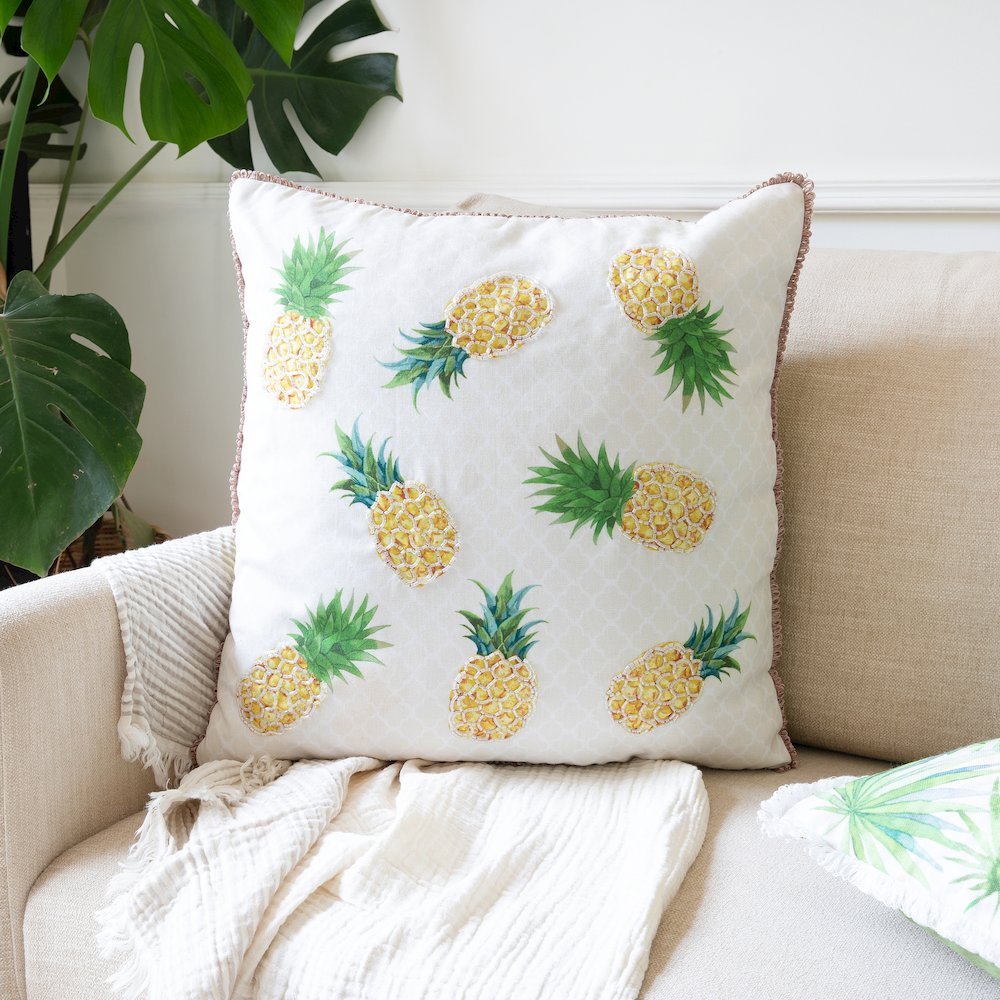 Panama Performance Poly Filled Pillow in Yellow/Green, 20" x 20". Picture 8