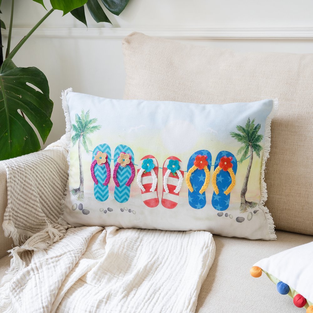 Panama Performance Poly Filled Pillow in Multicolored, 14" x 20". Picture 8