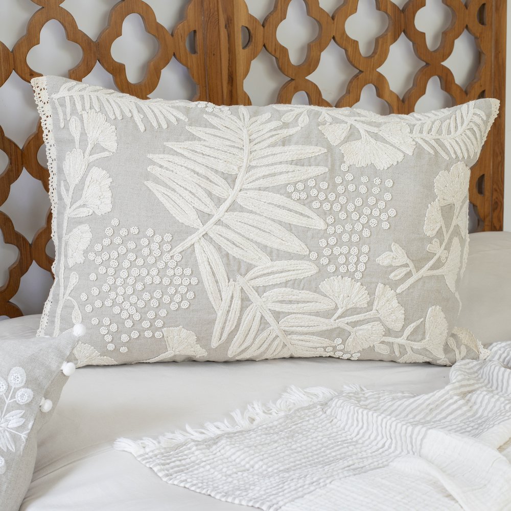 Odyssey Linen Poly Filled Pillow in Cream/Beige, 16" x 24". Picture 8