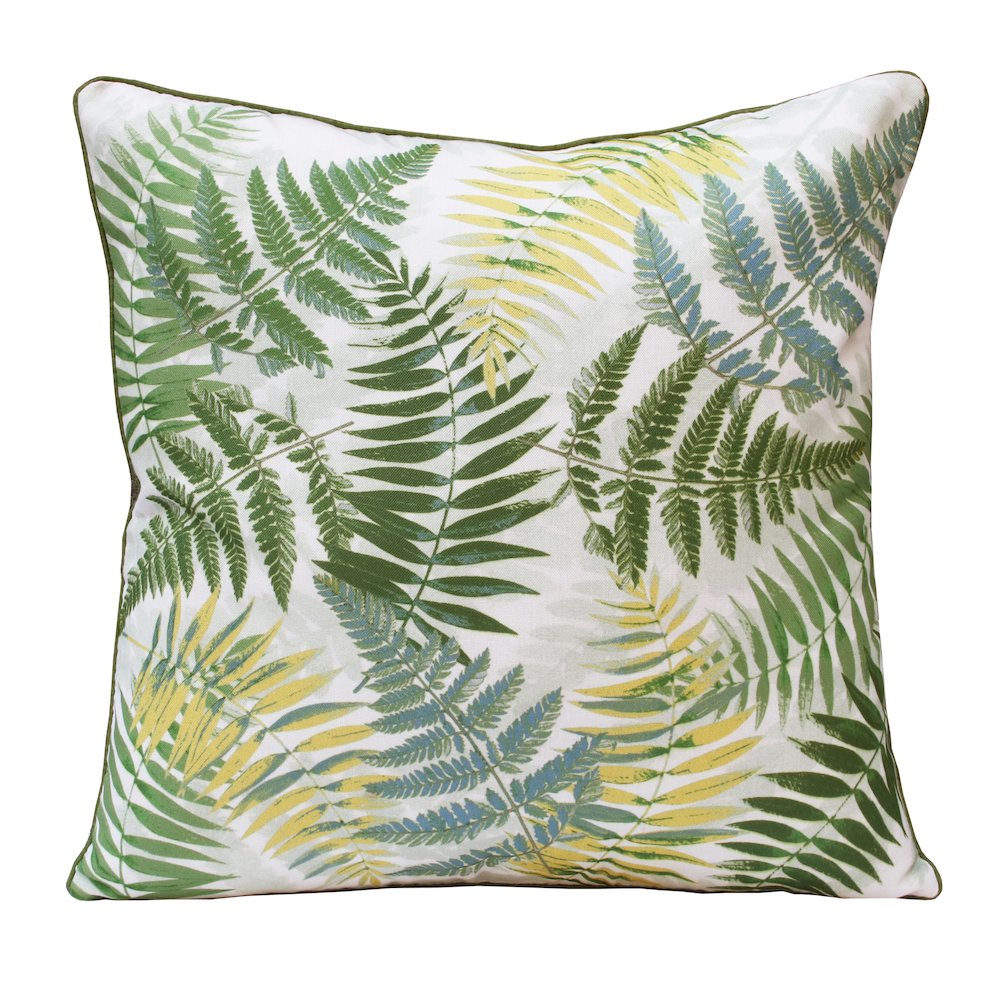 Fern Performance Poly Filled Pillow in Green/Yellow, 20" x 20". Picture 1
