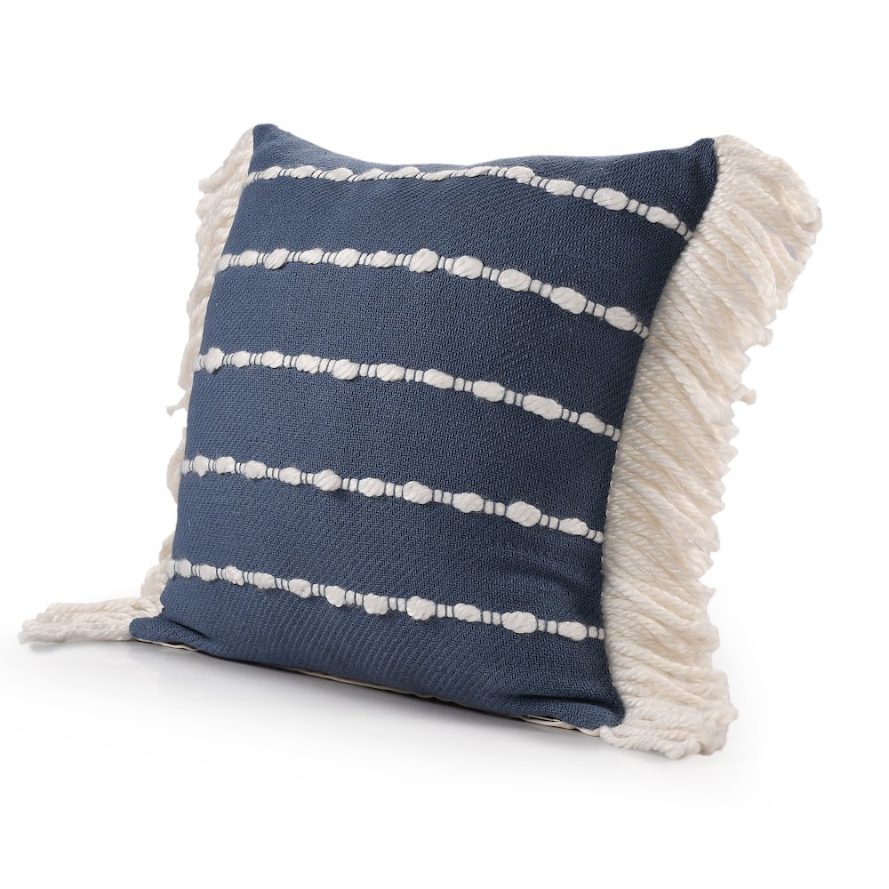 Denver Cotton Blend Poly Filled Pillow in Blue/Ivory, 20" x 20". Picture 8