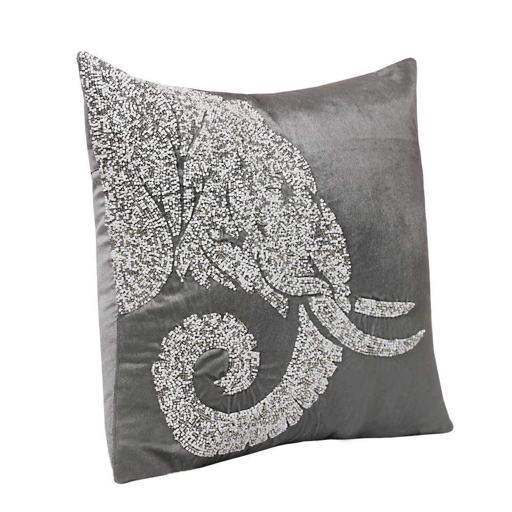 Harlow Performance Velvet Poly Filled Pillow in Gray/Silver, 20" x 20". Picture 2