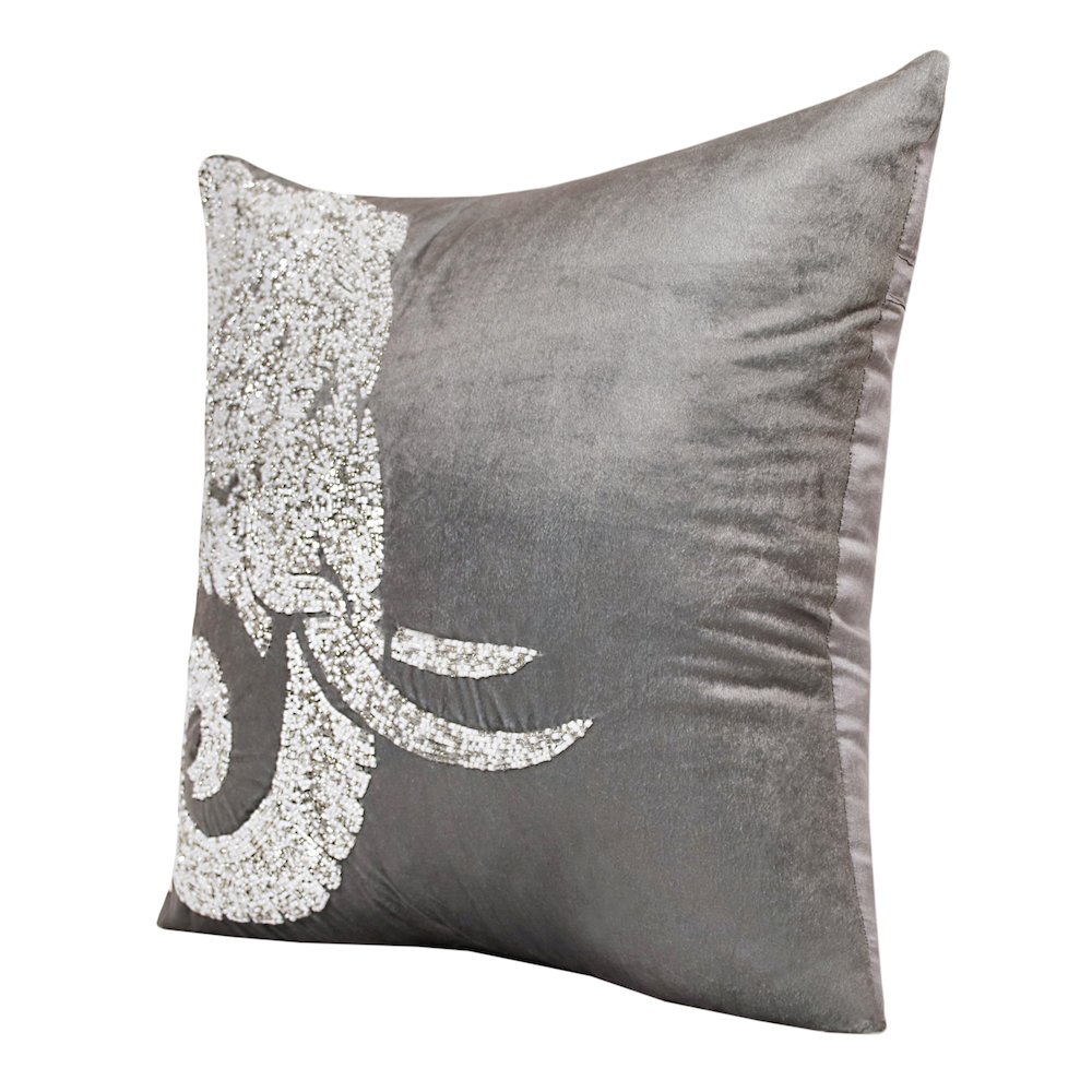 Harlow Performance Velvet Poly Filled Pillow in Gray/Silver, 20" x 20". Picture 7