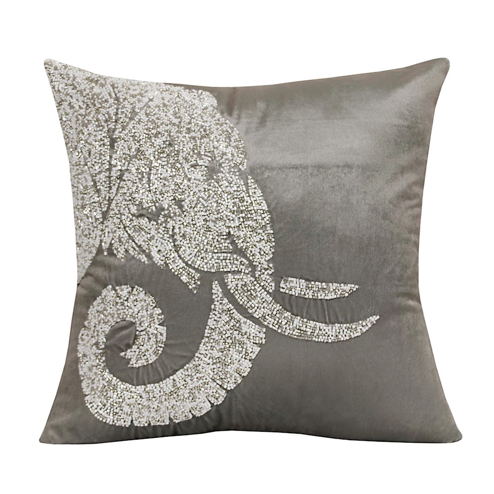 Harlow Performance Velvet Poly Filled Pillow in Gray/Silver, 20" x 20". Picture 1
