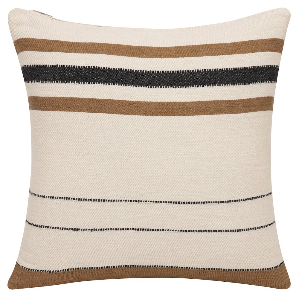 Wilmington Cotton Poly Filled Pillow in Ivory/Brown, 20" x 20". Picture 1
