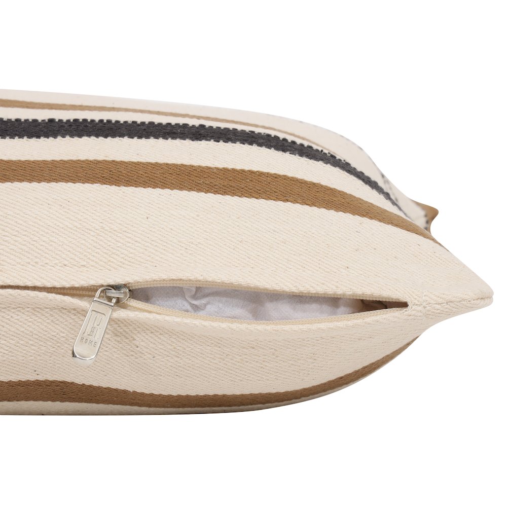 Wilmington Cotton Poly Filled Pillow in Ivory/Brown, 20" x 20". Picture 3