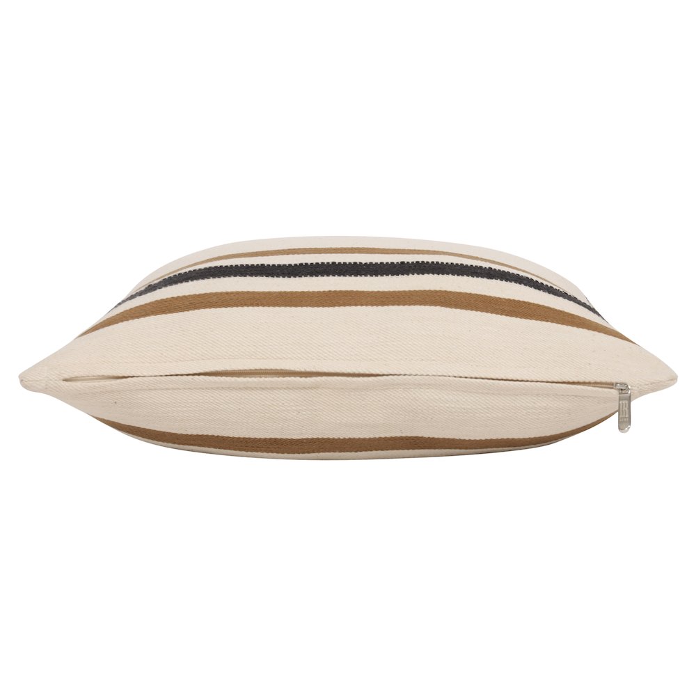 Wilmington Cotton Poly Filled Pillow in Ivory/Brown, 20" x 20". Picture 9