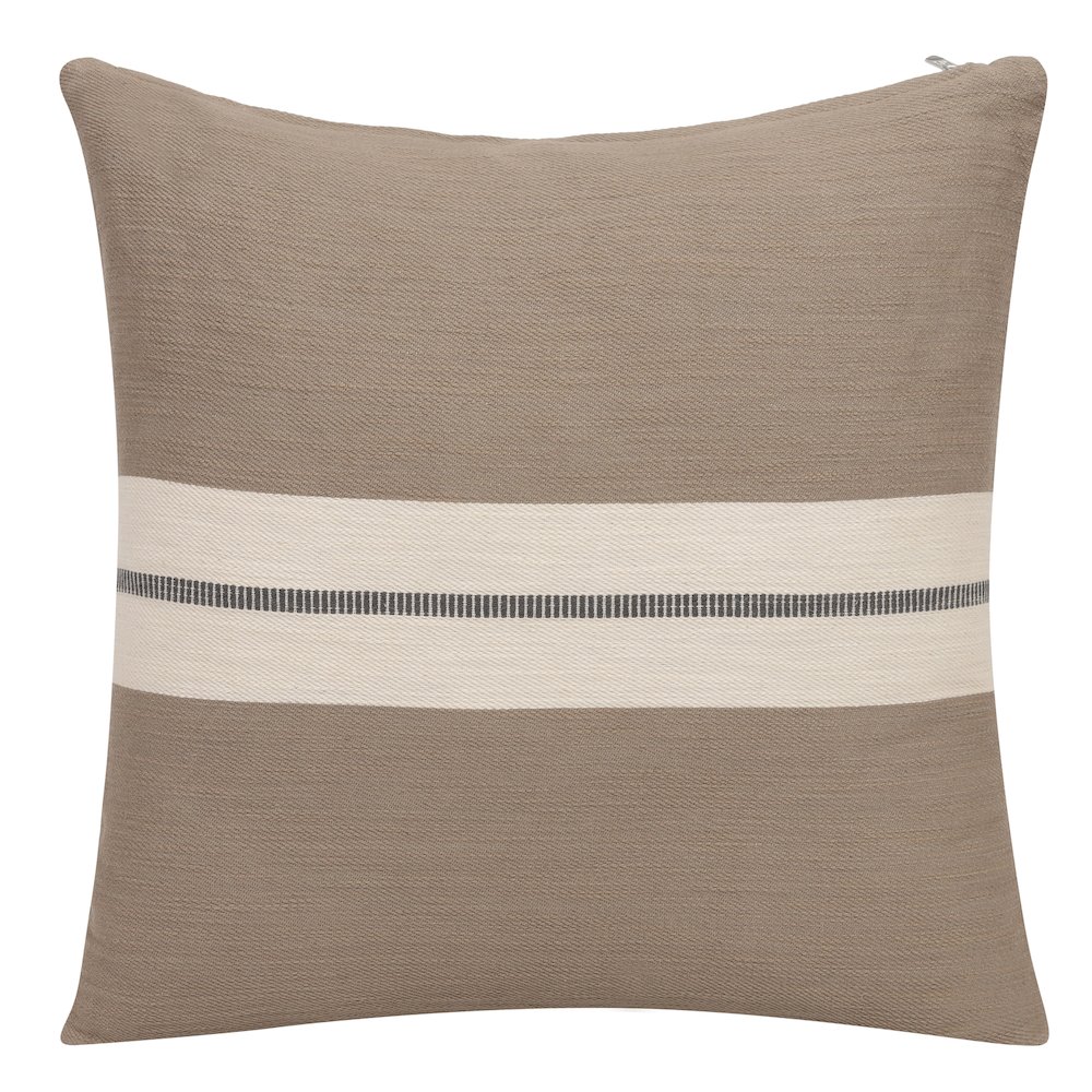 Wilmington Cotton Poly Filled Pillow in Brown/Gray, 20" x 20". Picture 1