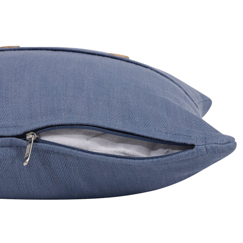 South Hampton Cotton Poly Filled Pillow in Blue, 20" x 20". Picture 3