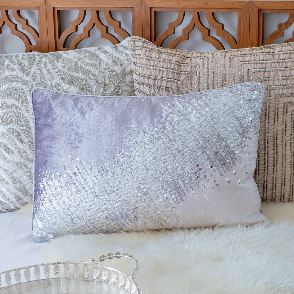 Cosmopolitan Performance Poly Filled Pillow in Gray/Silver, 16" x 24". Picture 2