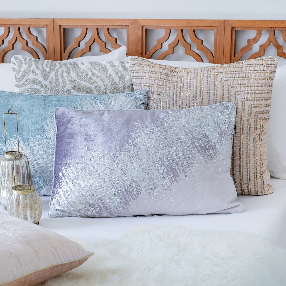 Cosmopolitan Performance Poly Filled Pillow in Gray/Silver, 16" x 24". Picture 8