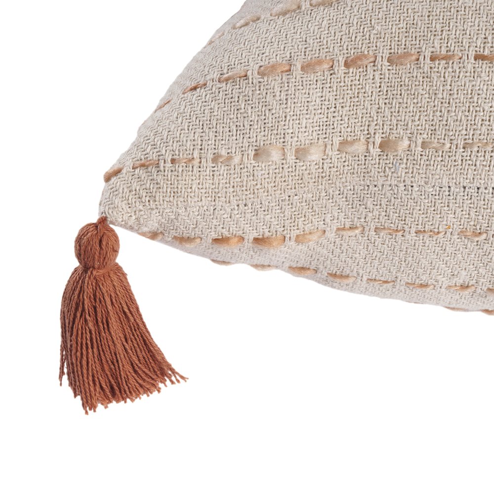 White/ Adobe Striped Ombre Farmhouse Flatweave Throw Pillow. Picture 5