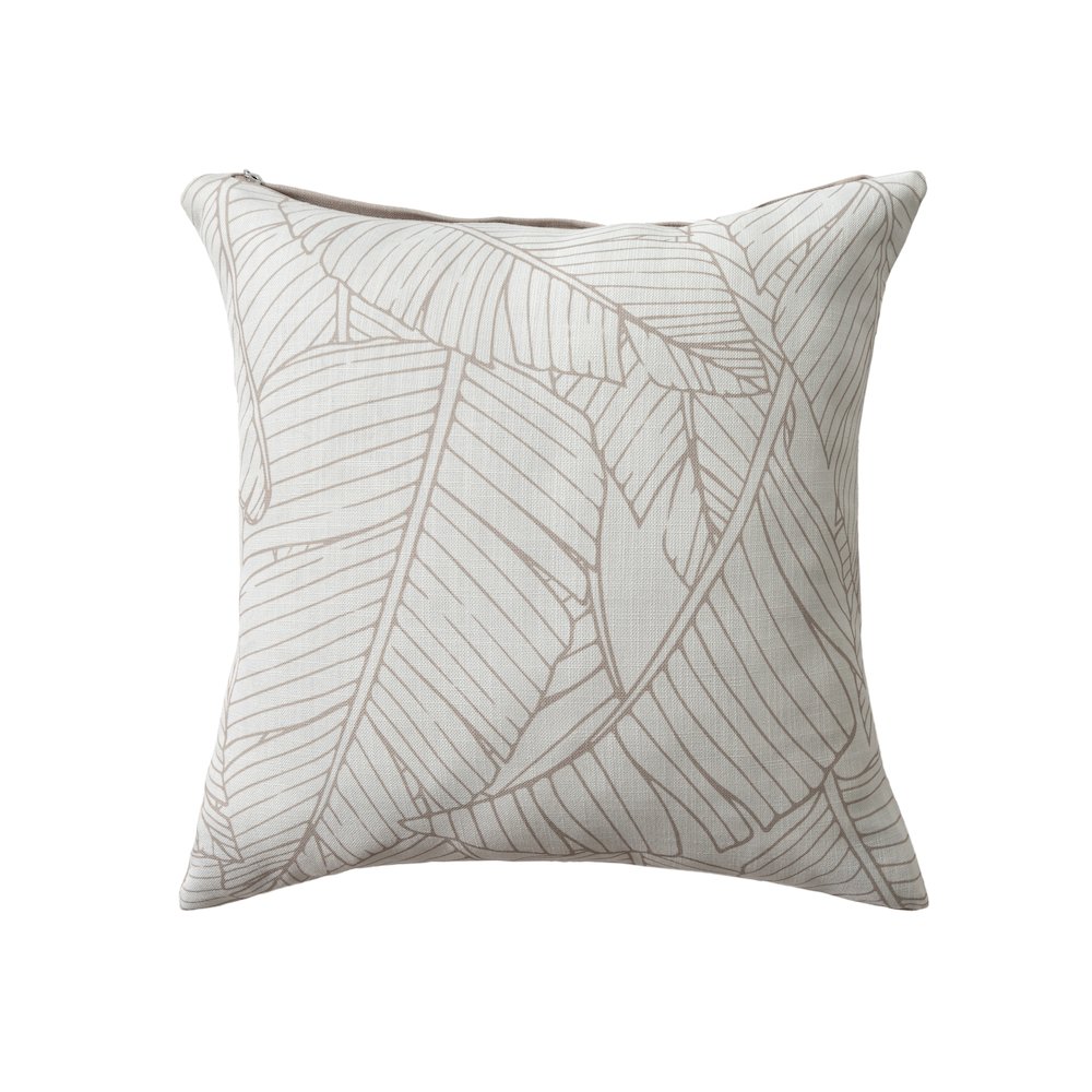 Coastal Performance Poly Filled Pillow in Beige/White, 18" x 18". Picture 1