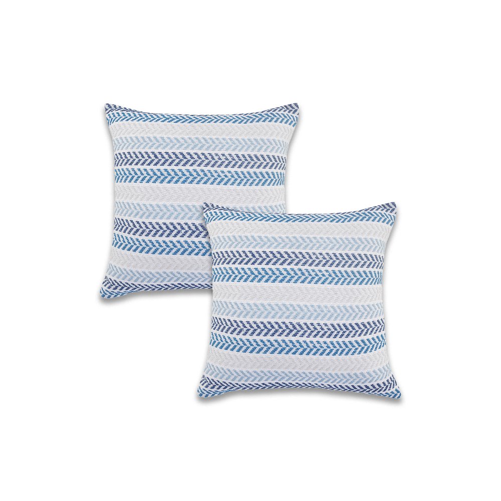 Ox Bay Blue Chevron All-Natural Cotton Square 2 Piece Pillow Cover Set. Picture 1