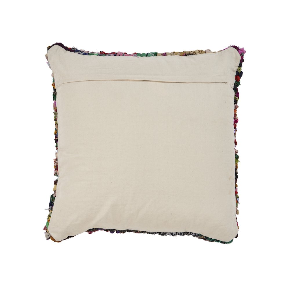 Ox Bay Hand-Woven Red/Multicolored Abstract Recycled Materials Pillow Cover. Picture 3