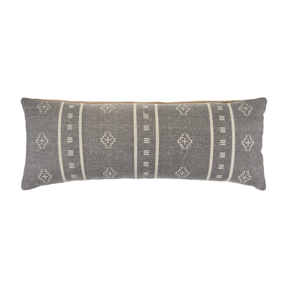Ox Bay Frost Gray/Cream Geometric All-Natural Cotton Pillow Cover. Picture 1