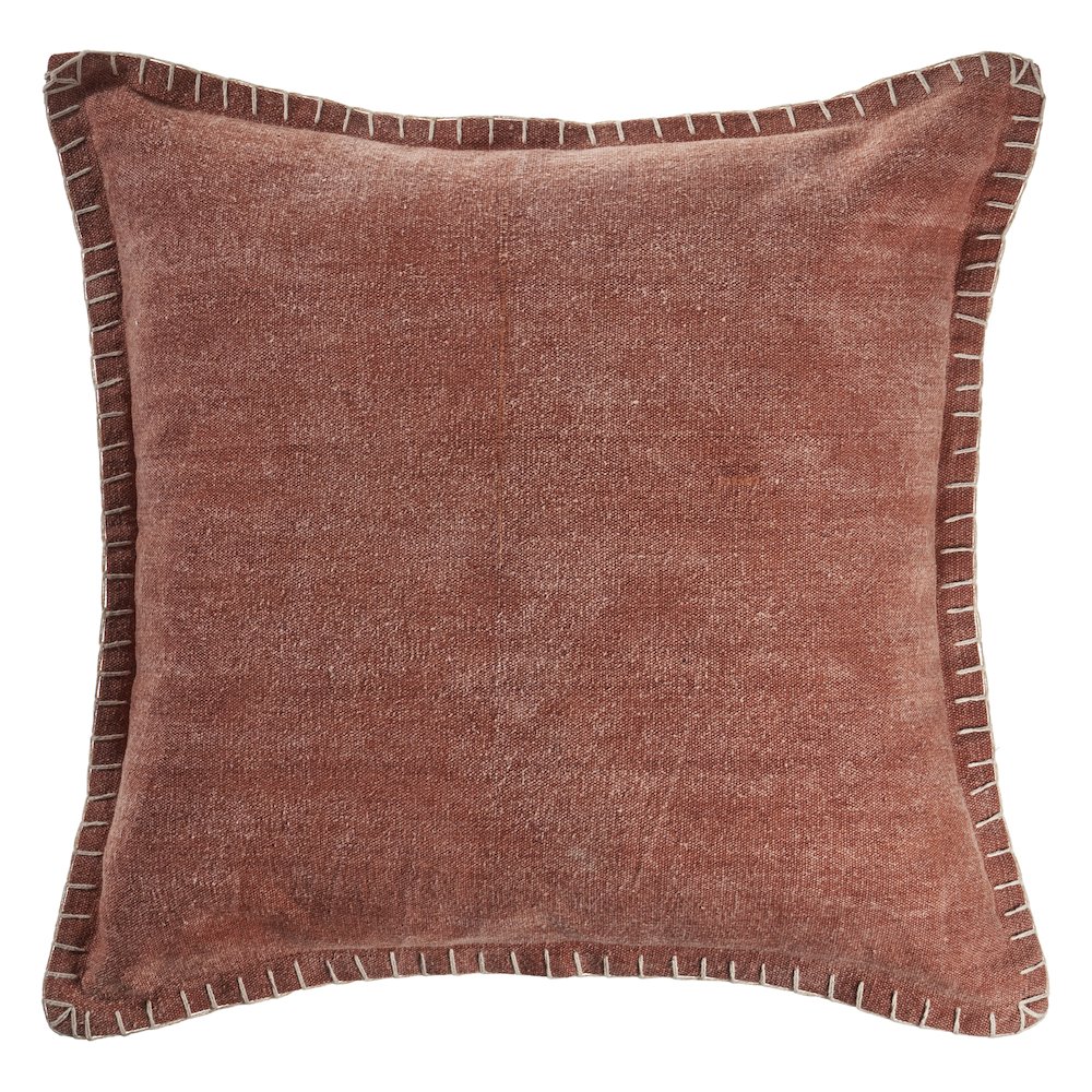 Ox Bay Hand-Woven Clay Bordered All-Natural Cotton Pillow Cover. Picture 1