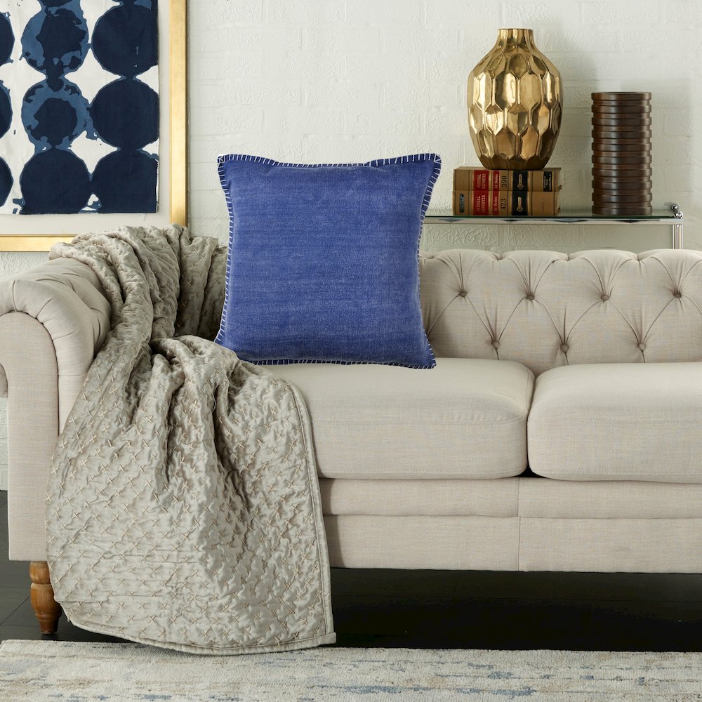 Vital  Cotton Pillow Set of 2 in Blue, 24" x 24". Picture 8