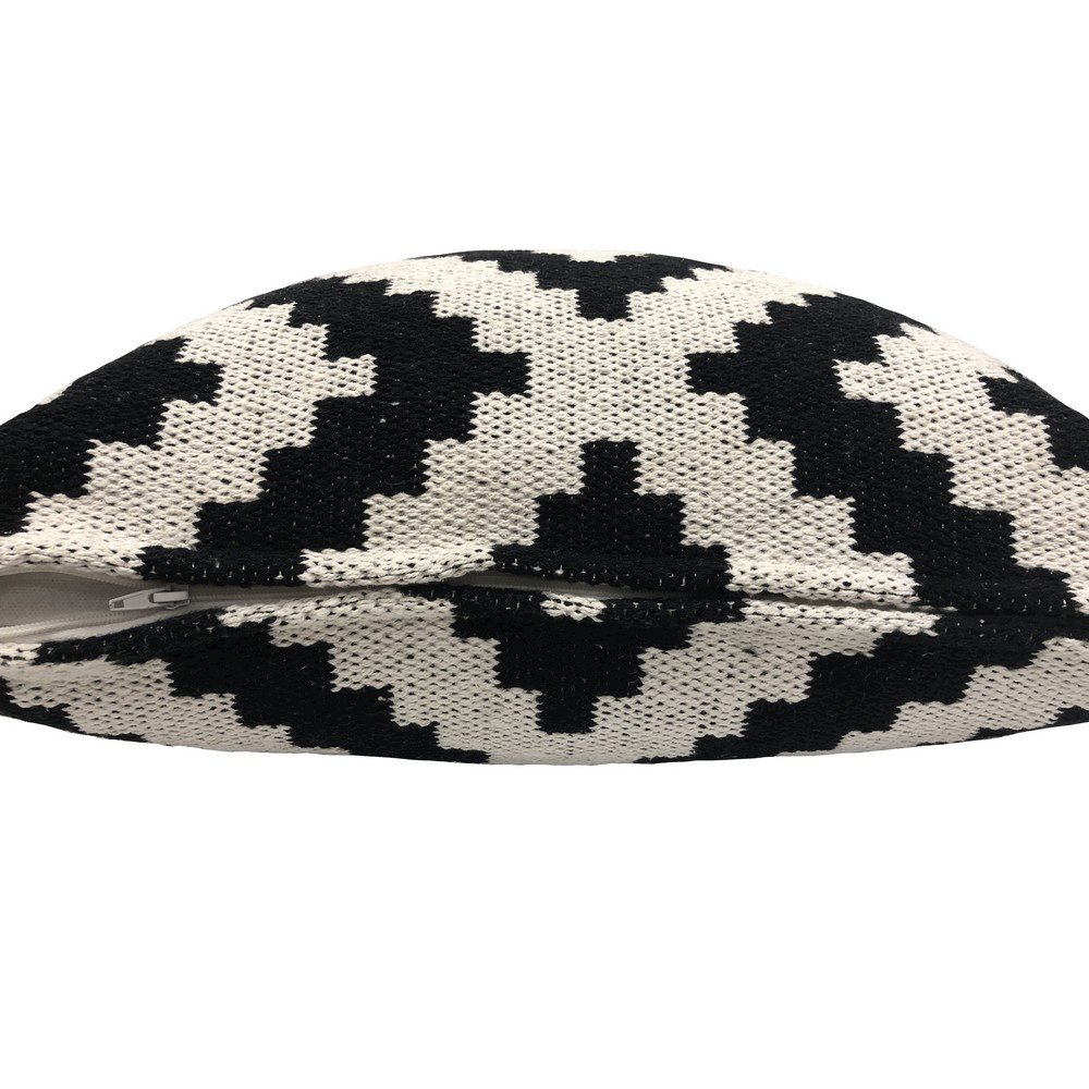 Evette Rios Modern Motif Black and White Geometric Medallion Throw Pillow. Picture 2