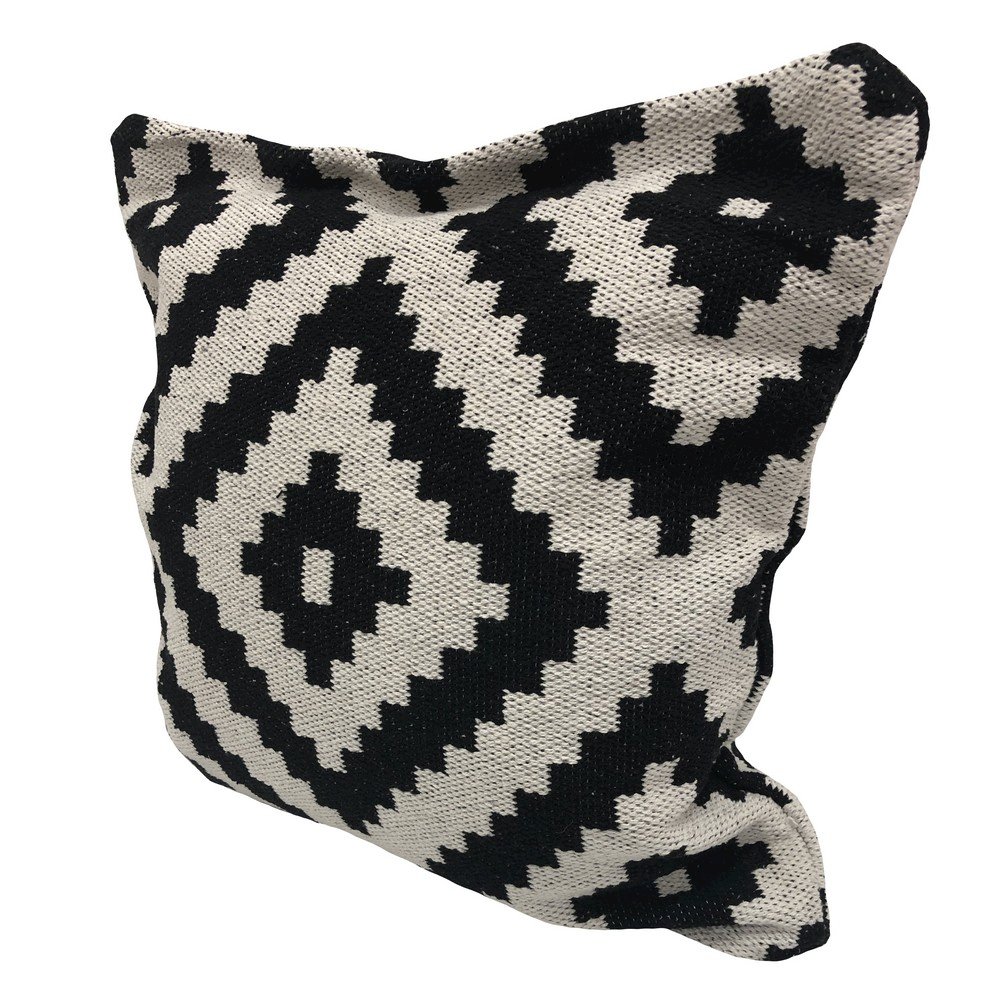 Evette Rios Modern Motif Black and White Geometric Medallion Throw Pillow. Picture 3