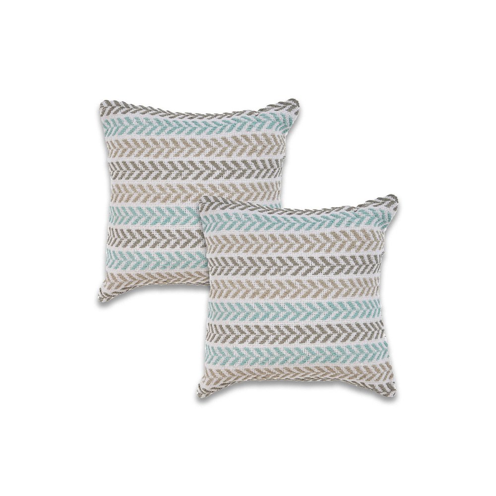 Ox Bay Turquoise Chevron All-Natural Cotton Square 2 Piece Pillow Cover Set. Picture 1