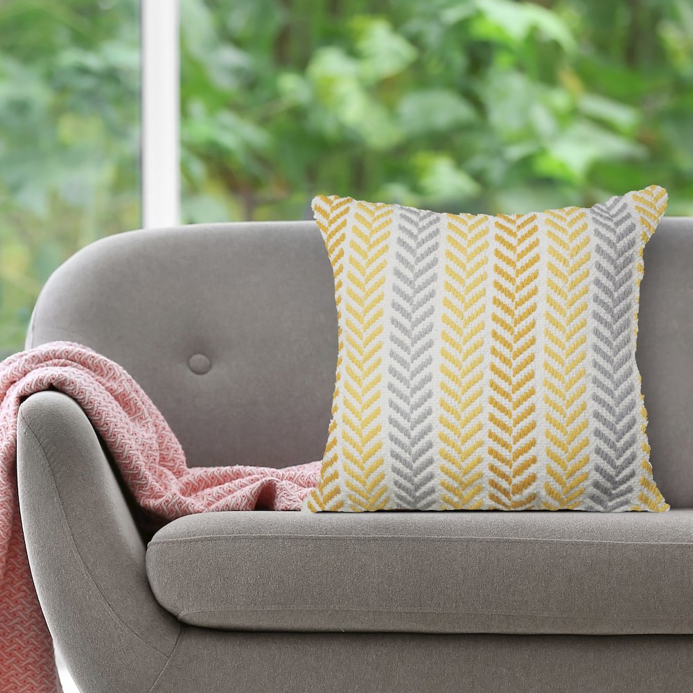 Ox Bay Orange Chevron All-Natural Cotton Square 2 Piece Pillow Cover Set. Picture 2