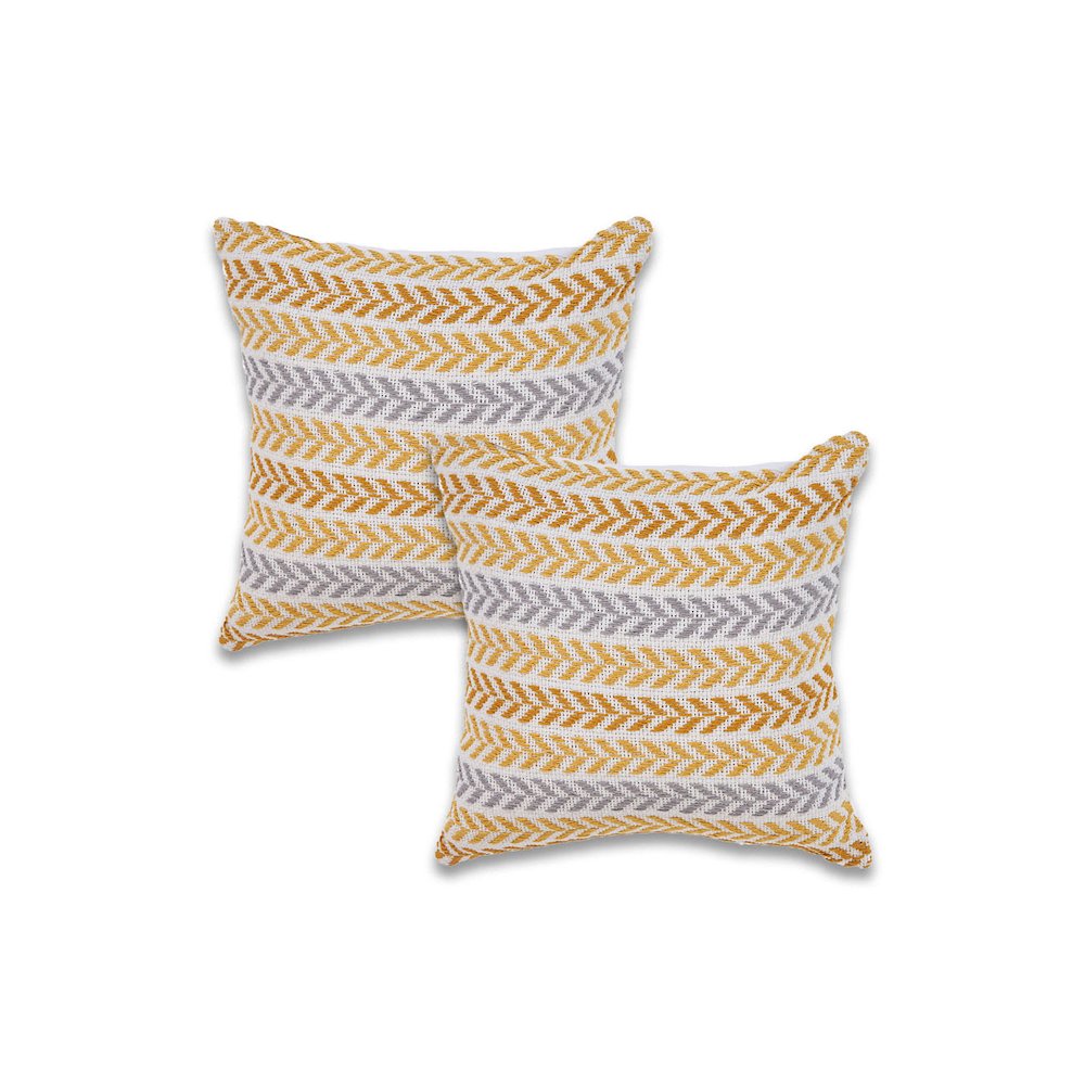 Ox Bay Orange Chevron All-Natural Cotton Square 2 Piece Pillow Cover Set. Picture 1