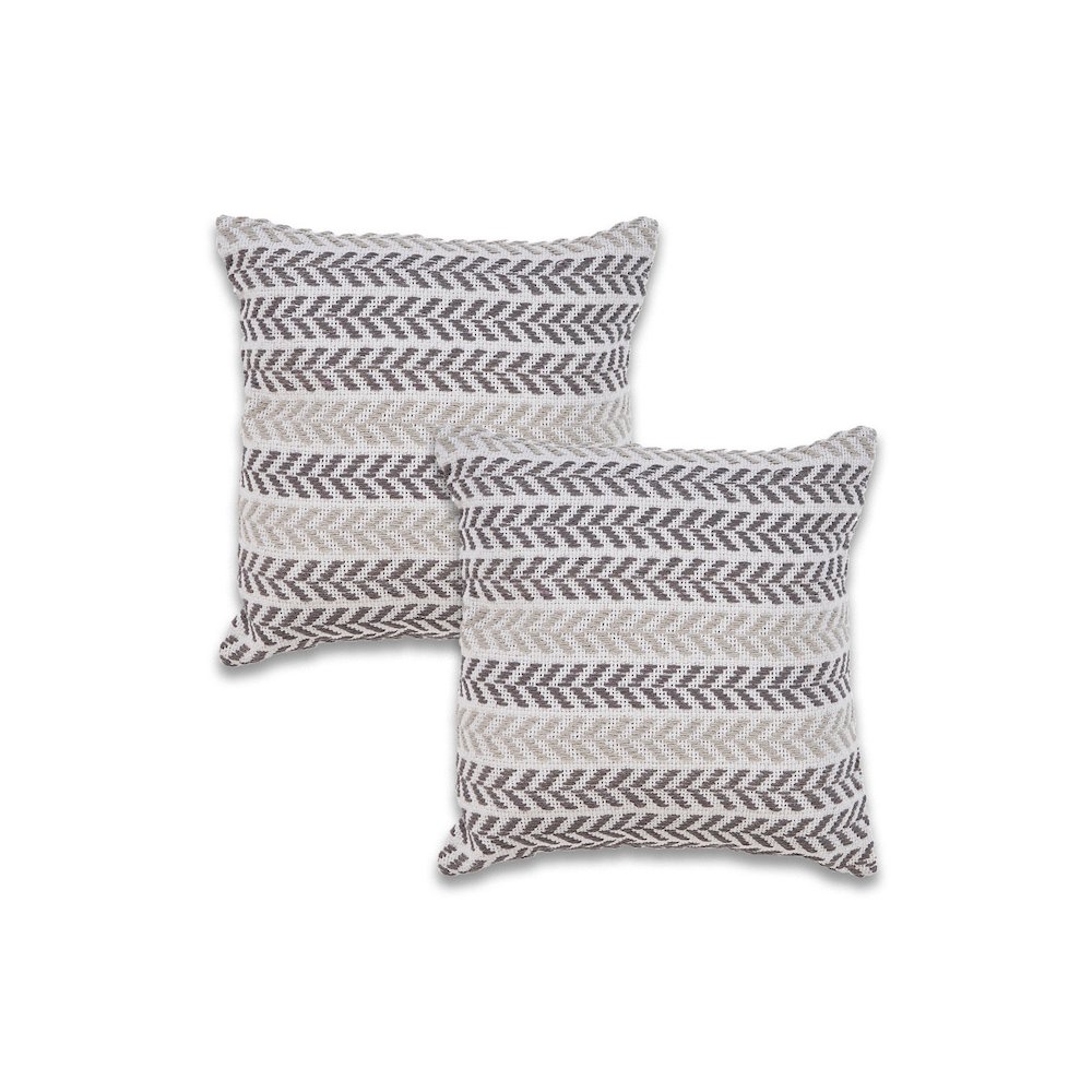 Ox Bay Gray Chevron All-Natural Cotton Square 2 Piece Pillow Cover Set. Picture 1