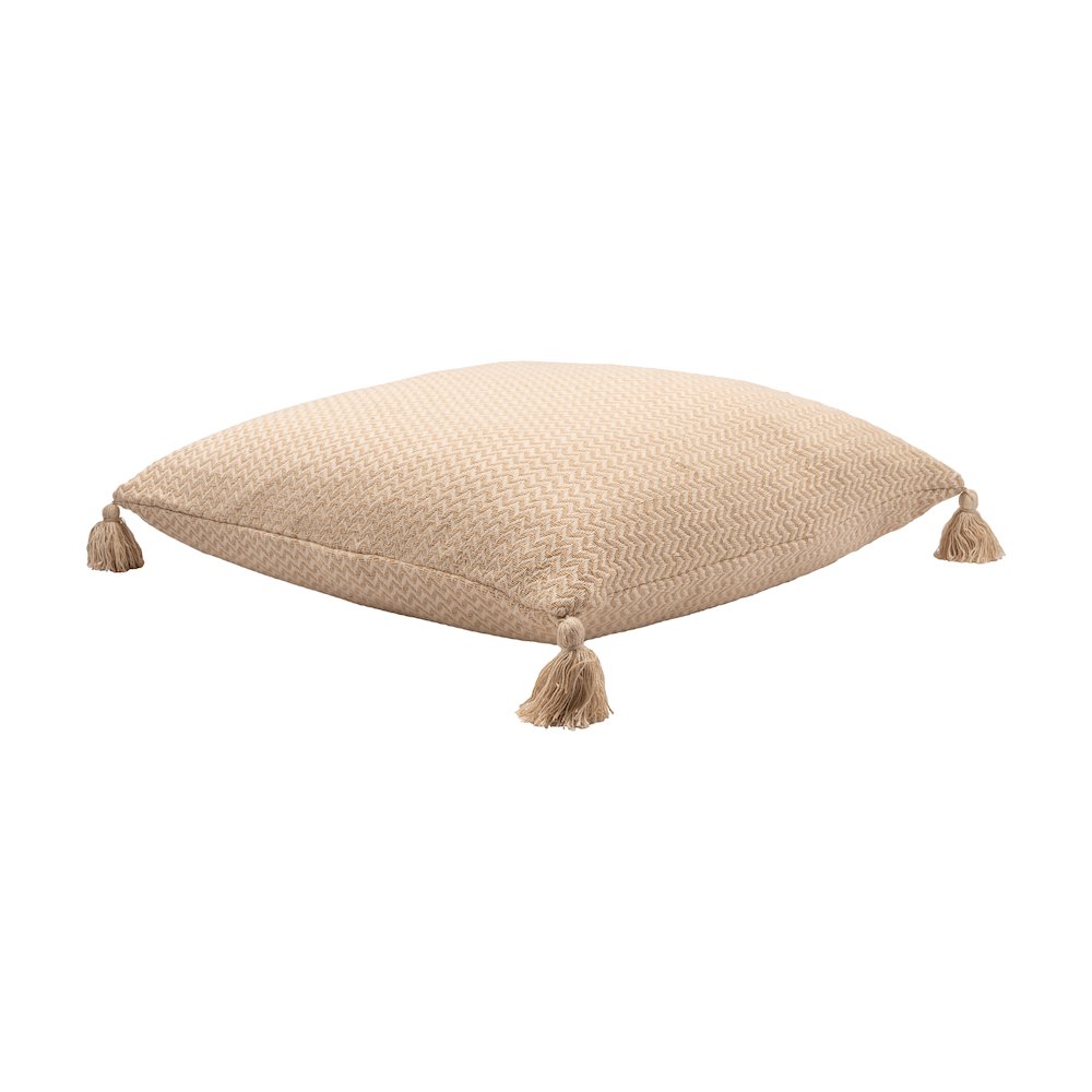Ox Bay Hand-Woven Tan/Beige Chevron All-Natural Cotton Pillow Cover. Picture 2