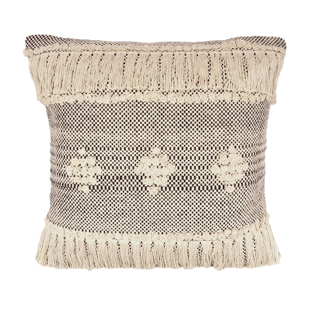 Ox Bay Hand-Woven Gray/Cream Geometric All-Natural Cotton Pillow Cover. Picture 1