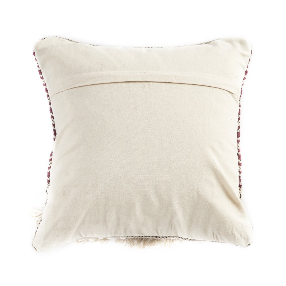 Striped Maroon Fringed Throw Pillow. Picture 5