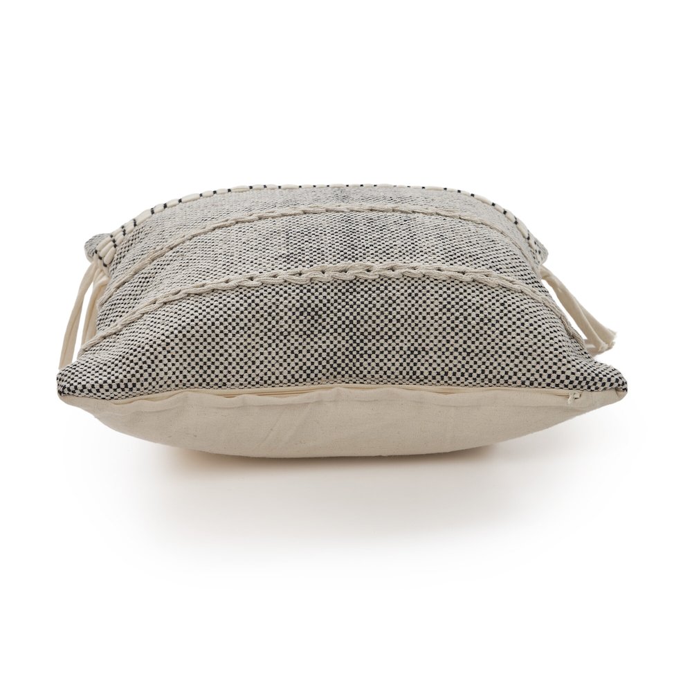 Ox Bay Hand-Woven Gray/Cream Stripe All-Natural Cotton Pillow Cover. Picture 5