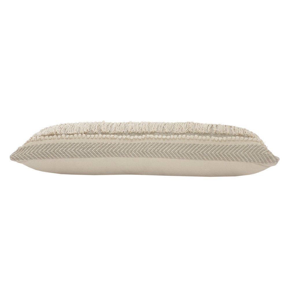 Ox Bay Hand-Woven Tan/Cream Stripe All-Natural Cotton Pillow Cover. Picture 3