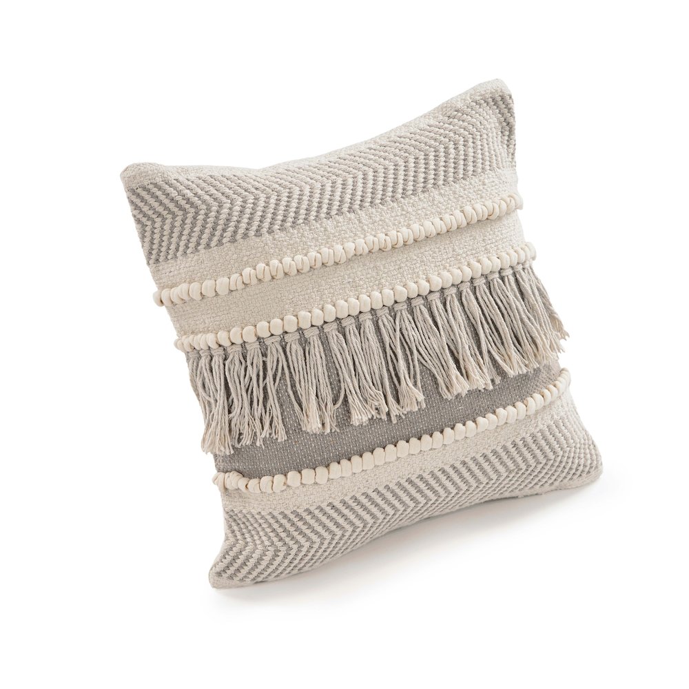 Willow Cotton Pillow Set of 2 in Tan/Cream, 20" x 20". Picture 3