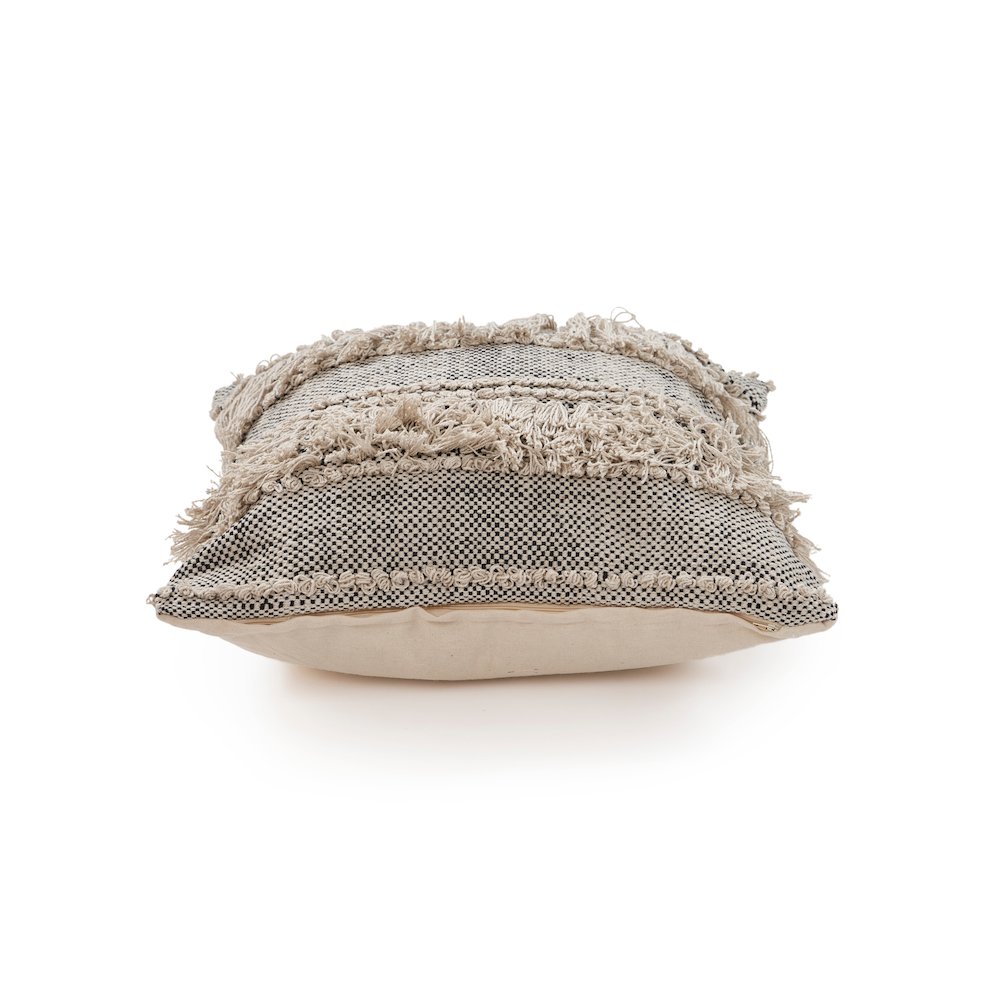 Ox Bay Hand-Woven Gray/White Geometric All-Natural Cotton Pillow Cover. Picture 5